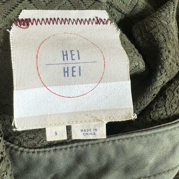 Anthropologie Hei Hei Etta Utility Anorak Jacket Olive Lace Trim Women’s Small - Picture 10 of 12